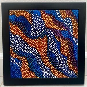 Original Abstract Painting On Ceramic Tile Colorful Pointillism 9 x 9 Signed